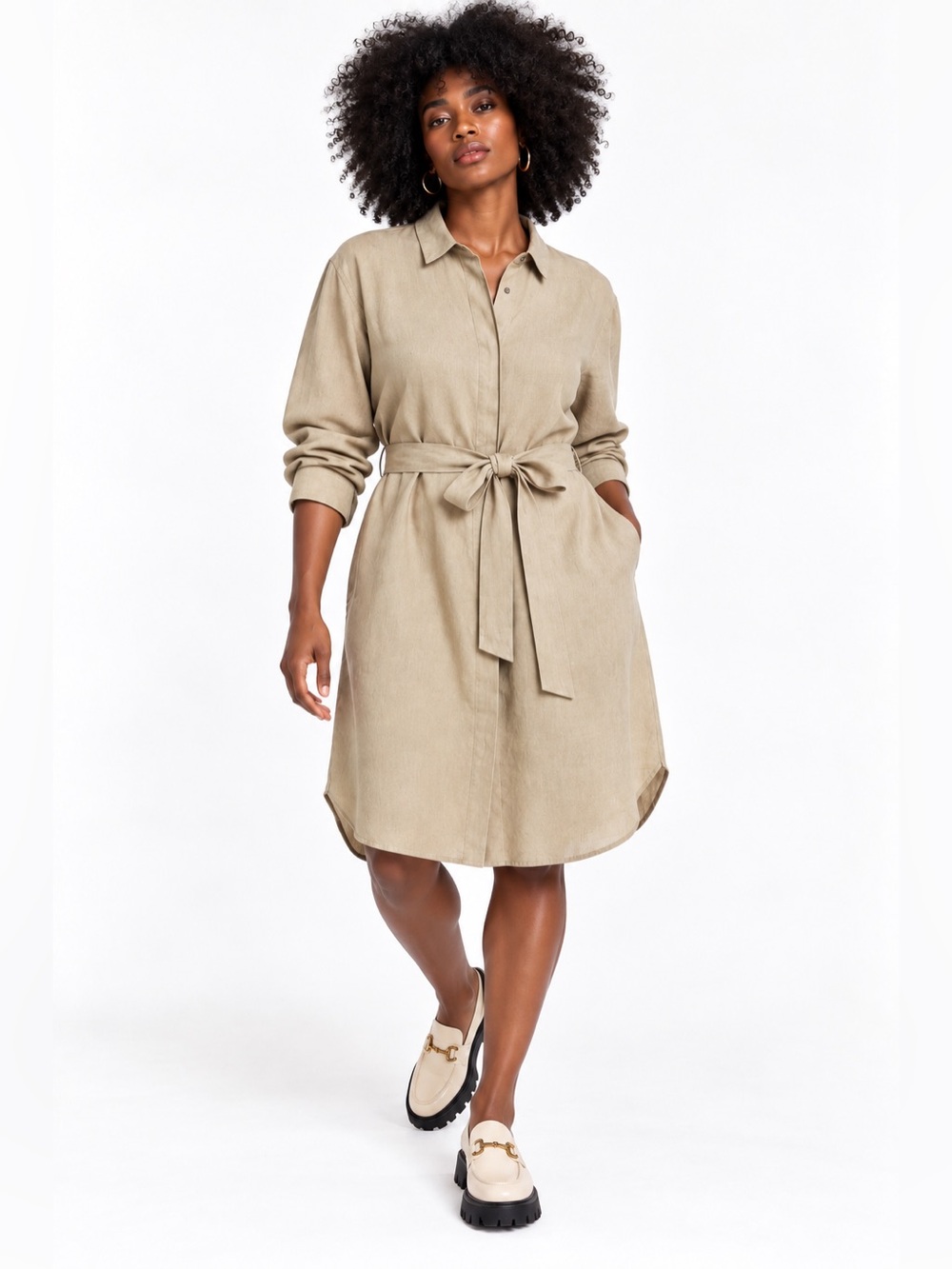JAMES PERSE Linen Blend Belted Shirtdress Overcast Size XL (James Perse Size 4)